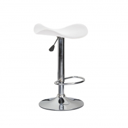 SADDLE Σκαμπό BAR, Βάση Χρώμιο, Pvc Άσπρο, Ρύθμιση Ύψους, Περιστρεφόμενο  45x43x58/64-79/85cm
