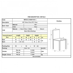 ART Wood Καρέκλα Τραπεζαρίας - Κουζίνας, Πόδια Οξιά, Κάθισμα PET Clear - 1 Step K/D  45x48x81cm