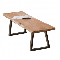 LIZARD Slim Πάγκος Μέταλλο Βαφή Μαύρο, Ξύλο Ακακία Φυσικό  160x45x45cm Solid Wood 25mm