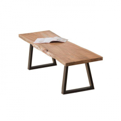 LIZARD Slim Πάγκος Μέταλλο Βαφή Μαύρο, Ξύλο Ακακία Φυσικό  160x45x45cm Solid Wood 25mm