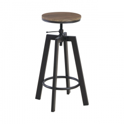 YORK Σκαμπό BAR, Μέταλλο Βαφή Σκούρο Καφέ, Καρυδί, Ρύθμιση Ύψους, Περιστρεφόμενο  44x44x63/73cm Κάθισμα:Φ30cm