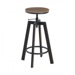 YORK Σκαμπό BAR, Μέταλλο Βαφή Σκούρο Καφέ, Καρυδί, Ρύθμιση Ύψους, Περιστρεφόμενο  44x44x63/73cm Κάθισμα:Φ30cm