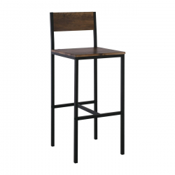 STAB Σκαμπό BAR με Πλάτη, Μέταλλο Βαφή Ανθρακί, Κάθισμα Απόχρωση Antique Brown  39x42x75/103cm