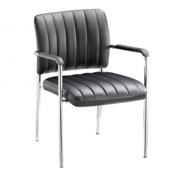DENIM Πολυθρόνα Γραφείου Επισκέπτη Χρώμιο, Pu Μαύρο  57x60x83cm