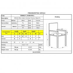 DENIM Πολυθρόνα Γραφείου Επισκέπτη Χρώμιο, Pu Μαύρο  57x60x83cm