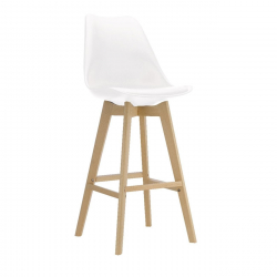 MARTIN Σκαμπό BAR Οξιά Φυσικό, PP-Pu Άσπρο, Μονταρισμένη Ταπετσαρία  49x57x74/111cm