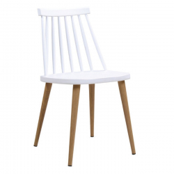 LAVIDA Καρέκλα Τραπεζαρίας Κουζίνας, Μέταλλο Βαφή Φυσικό PP Άσπρο  43x48x77cm