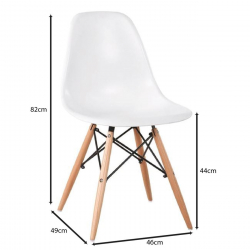 ART Wood Καρέκλα Τραπεζαρίας – Κουζίνας, Πόδια Οξιά, Κάθισμα PP Άσπρο - Πλήρως K/D  46x49x82cm