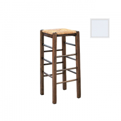 ΤΑΒΕΡΝΑΣ Σκαμπό BAR, Οξιά Βαφή Εμποτισμός Λάκα Άσπρο, Κάθισμα Ψάθα  35x35x80cm