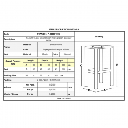 ΤΑΒΕΡΝΑΣ Σκαμπό BAR, Οξιά Βαφή Εμποτισμός Λάκα Άσπρο, Κάθισμα Ψάθα  35x35x80cm