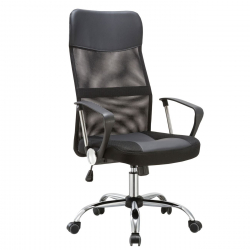 BF2400-PVC Πολυθρόνα Γραφείου Διευθυντή, Βάση Χρώμιο, Pvc Μαύρο - Mesh Μαύρο  61x68x108/118cm