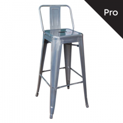 RELIX Σκαμπό Bar-Pro με Πλάτη, Μέταλλο Βαφή σε Απόχρωση Metal με Διακοσμητική Σκουριά  43x43x76/100cm