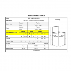 TROPEA Πολυθρόνα Τραπεζαρίας Κήπου - Βεράντας Στοιβαζόμενη, PP Απόχρωση Tortora  58x57x89cm