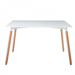 ART Τραπέζι Τραπεζαρίας Κουζίνας, Άσπρο MDF, Πόδια Οξιά Φυσικό  120x80x73cm