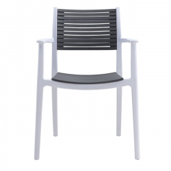 AKRON Πολυθρόνα PP-UV Άσπρο - Γκρι  60x55x85cm