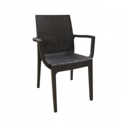 DAFNE Πολυθρόνα Τραπεζαρίας Κήπου Στοιβαζόμενη, PP Rattan Look UV Protection, Καφέ  54x55x85cm