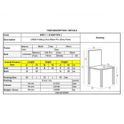 LINDA Καρέκλα Πτυσσόμενη Βαφή Γκρι, Pvc Μαύρο  43x46x80cm