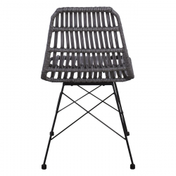 SALSA Καρέκλα Κήπου Βεράντας Μέταλλο Βαφή Μαύρο, Wicker Γκρι  48x59x80cm