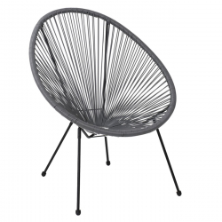 ACAPULCO Πολυθρόνα Μέταλλο Βαφή Μαύρο, Rattan Γκρι  73x76x89cm