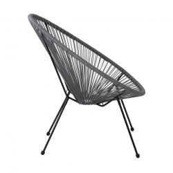 ACAPULCO Πολυθρόνα Μέταλλο Βαφή Μαύρο, Rattan Γκρι  73x76x89cm