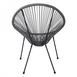 ACAPULCO Πολυθρόνα Μέταλλο Βαφή Μαύρο, Rattan Γκρι  73x76x89cm