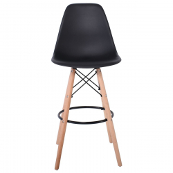 ART Wood Σκαμπό BAR με Πλάτη, Πόδια Οξιά Φυσικό, PP Μαύρο  47x54x71/109cm