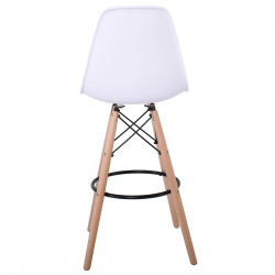 ART Wood Σκαμπό BAR με Πλάτη, Πόδια Οξιά Φυσικό, PP Άσπρο  47x54x71/109cm