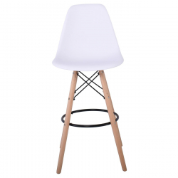 ART Wood Σκαμπό BAR με Πλάτη, Πόδια Οξιά Φυσικό, PP Άσπρο  47x54x71/109cm