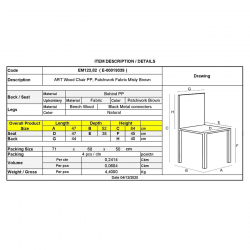 ART Wood Καρέκλα Τραπεζαρίας, Πόδια Οξιά, Κάθισμα PP με Ύφασμα Patchwork Καφέ  47x52x84cm