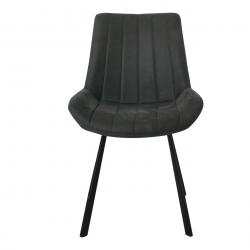 MATT Καρέκλα Τραπεζαρίας Μέταλλο Βαφή Μαύρο, Ύφασμα Suede Ανθρακί  55x61x88cm