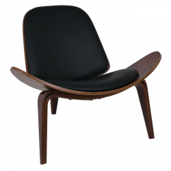 TAYLOR Πολυθρόνα Σαλονιού Καθιστικού Καρυδί, Pu Μαύρο  90x76x75cm