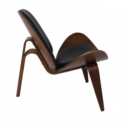 TAYLOR Πολυθρόνα Σαλονιού Καθιστικού Καρυδί, Pu Μαύρο  90x76x75cm