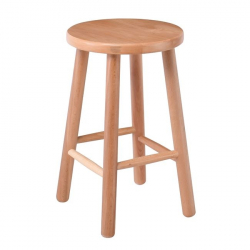 ΟΞΙΑ Σκαμπό Βοηθητικό Στρογγυλό, Λούστρο Φυσικό  30x30x50cm