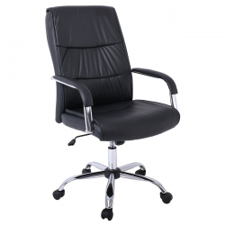 BF5100 Πολυθρόνα Διευθυντή Βάση Μέταλλο Χρώμιο - PU Μαύρο  60x70x104/114cm