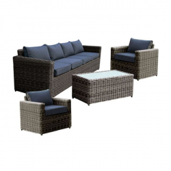 ARIZONA Set Σαλόνι Κήπου ALU: 4Θέσιος +2 Πολυθρόνες +Τραπέζι Wicker Grey Brown- Μαξ.Ανθρακί  Τραπεζάκι+Καναπ.4θέσ+2 Πολυθ