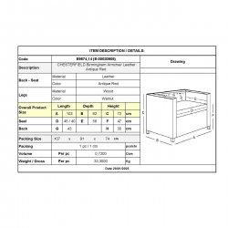 CHESTERFIELD Birmingham Πολυθρόνα Σαλονιού Καθιστικού, Δέρμα Antique Red  103x92x72cm