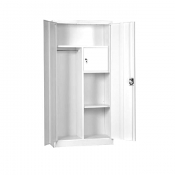 ΝΤΟΥΛΑΠΑ Δίφυλλη - Εσωτερικό Ντουλάπι, 3 Ράφια, Θέσεις για Κρεμάστρες, Μέταλλο Βαφή Άσπρο  90x45x185cm