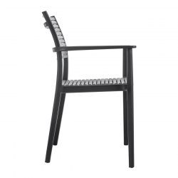 AKRON Πολυθρόνα PP-UV Μαύρο - Γκρι  60x55x85cm