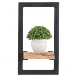 LIZARD Frame Ράφι Μέταλλο Βαφή Μαύρο, Ξύλο Ακακία Φυσικό  20x25x35cm