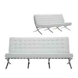 BARCELONA τ. Καναπές Σαλονιού Καθιστικού 3Θέσιος Inox - Pu Άσπρο  184x83x84cm
