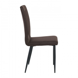 MINA Καρέκλα Τραπεζαρίας Κουζίνας, Μέταλλο Βαφή Μαύρο, Ύφασμα Σκούρο Καφέ  43x56x97cm