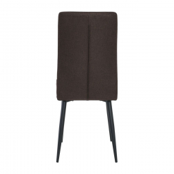 MINA Καρέκλα Τραπεζαρίας Κουζίνας, Μέταλλο Βαφή Μαύρο, Ύφασμα Σκούρο Καφέ  43x56x97cm