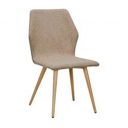 LETO Καρέκλα Τραπεζαρίας Κουζίνας, Μέταλλο Βαφή Φυσικό, Ύφασμα Ανοιχτό Καφέ  46x57x86cm