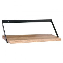 WALL-2  Ράφι Τοίχου Μέταλλο Βαφή Μαύρο, Ξύλο Ακακία Φυσικό  60x25x20cm