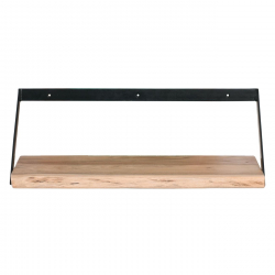 WALL-2  Ράφι Τοίχου Μέταλλο Βαφή Μαύρο, Ξύλο Ακακία Φυσικό  60x25x20cm