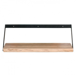 WALL-2  Ράφι Τοίχου Μέταλλο Βαφή Μαύρο, Ξύλο Ακακία Φυσικό  60x25x20cm