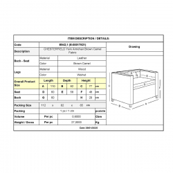 CHESTERFIELD York Πολυθρόνα Σαλονιού - Καθιστικού, Ύφασμα Απόχρωση Καφέ Camel  110x82x77cm