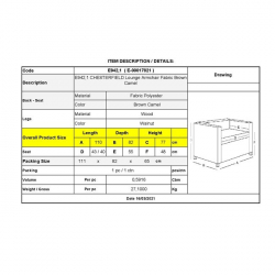 CHESTERFIELD York Πολυθρόνα Σαλονιού - Καθιστικού, Ύφασμα Απόχρωση Καφέ Camel  110x82x77cm