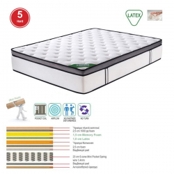 ΣΤΡΩΜΑ Mini Pocket Spring Memory Foam & Latex, Μονής Όψης Roll Pack (5)  160x200x32cm