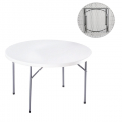 BLOW-R Τραπέζι Συνεδρίου Catering Πτυσσόμενο, Μέταλλο Βαφή Γκρι, HDPE Άσπρο  Φ121cm H.72cm